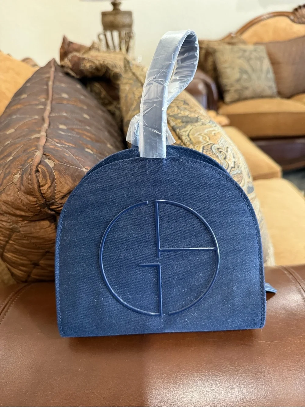 Giorgio Armani Beauty Blue Cosmetic Makeup Travel Case Zip Pouch New
